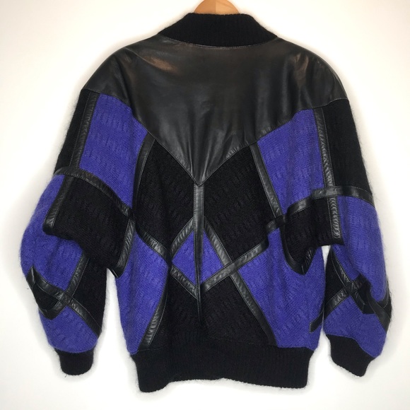 TORRAS OF SPAIN color block leather/mohair jacket - Picture 8 of 15